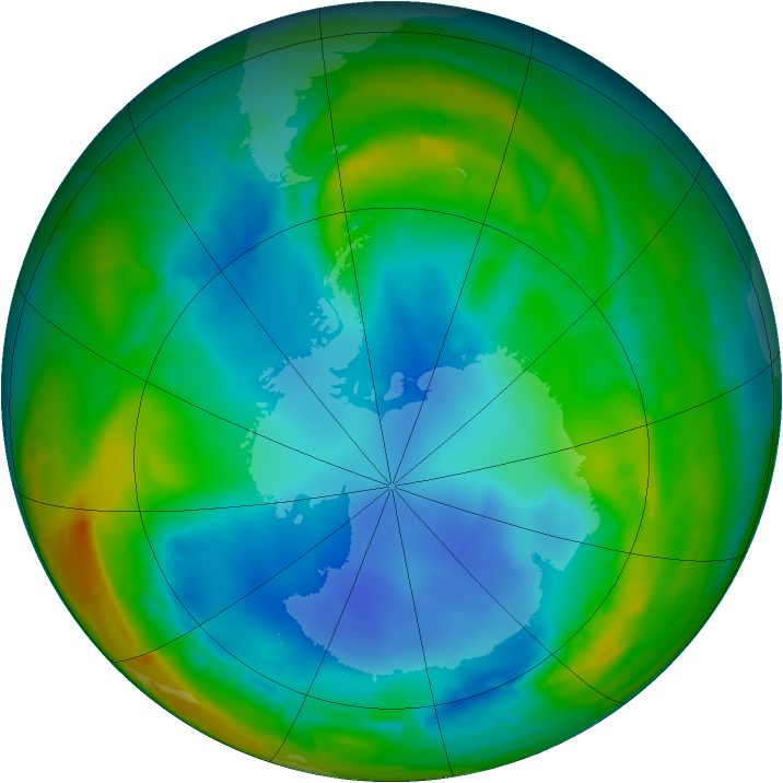 Antarctic ozone map for 28 July 2009